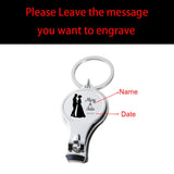 Personalized Wedding Nail Clipper Bottle Opener Keychain Stainless