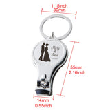 Personalized Wedding Nail Clipper Bottle Opener Keychain Stainless