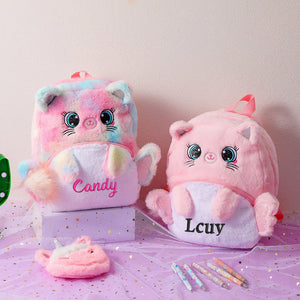 Personalized Winter Unicorn Children's Plush Backpack Embroidered Name