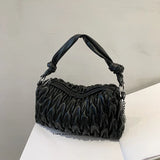 Soft Leather Chain Shoulder Bag - Black