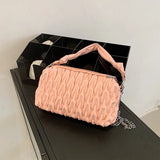 Soft Leather Chain Shoulder Bag - Black