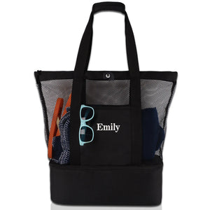 Mesh Beach Bag Tote 2 in 1 Insulated Lunch Bag