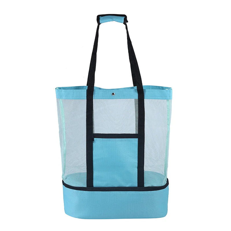 Mesh Beach Bag Tote 2 in 1 Insulated Lunch Bag