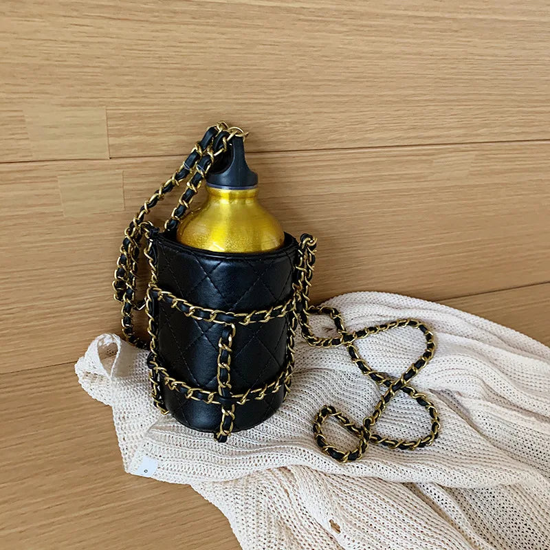 Wine Bottle Shape Crossbody Bag PU Leather Small Shoulder Bag