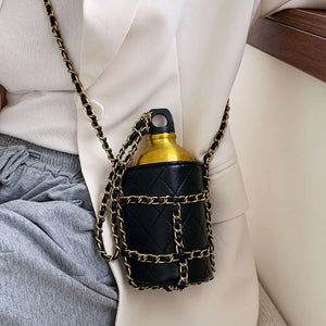 Wine Bottle Shape Crossbody Bag PU Leather Small Shoulder Bag