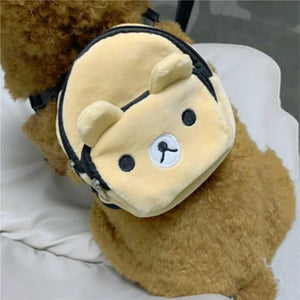 Dog Plush Backpack Puppy Knapsack Portable Nylon Wide Shoulder Straps Bag