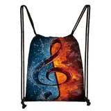 Musical Notes Drawstring Bag Women Travel Bag Teenager Boys Girls Storage Bag