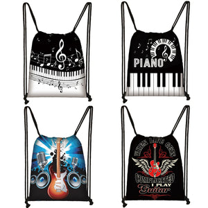 Musical Notes Drawstring Bag Women Travel Bag Teenager Boys Girls Storage Bag