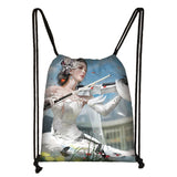 Musical Notes Drawstring Bag Women Travel Bag Teenager Boys Girls Storage Bag