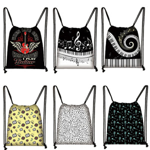 Piano Guitar Musical Drawstring Bag Travel Backpack