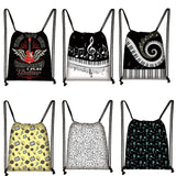 Piano Guitar Musical Drawstring Bag Travel Backpack