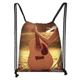 Piano Guitar Musical Drawstring Bag Travel Backpack