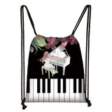 Piano Guitar Musical Drawstring Bag Travel Backpack