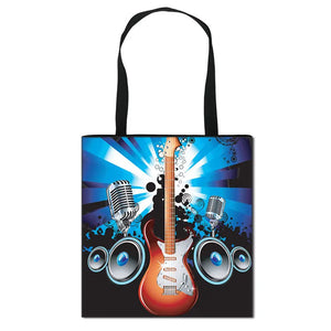 Music Print Shoulder Bag Canvas Large Capacity Shopping Bag
