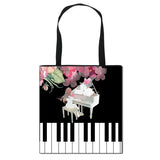 Music Print Shoulder Bag Canvas Large Capacity Shopping Bag