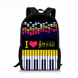 Piano Music Note Print Kids Backpack For Girls Students Pattern School Bags