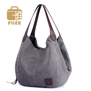 Large Shoulder Canvas Bag Women Handbag Pockets Ladies Hobo Bags