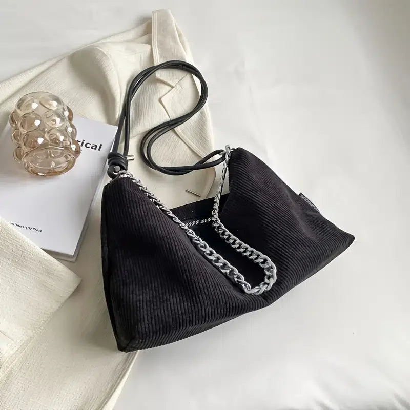 Chain Small Handbags Corduroy Shoulder Bags