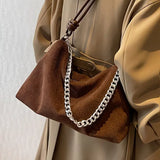 Chain Small Handbags Corduroy Shoulder Bags