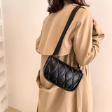 Leather Women's Shoulder Bag Wide Strap Crossbody Bag Handbag