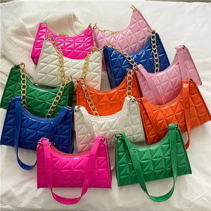 Leather Shoulder Bag Chain Handbag Evening Clutch Crossbody Bag