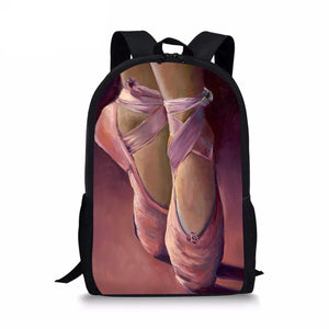Pink Ballet Shoes Ballet Dancer Painting School Bag for Girls Backpack