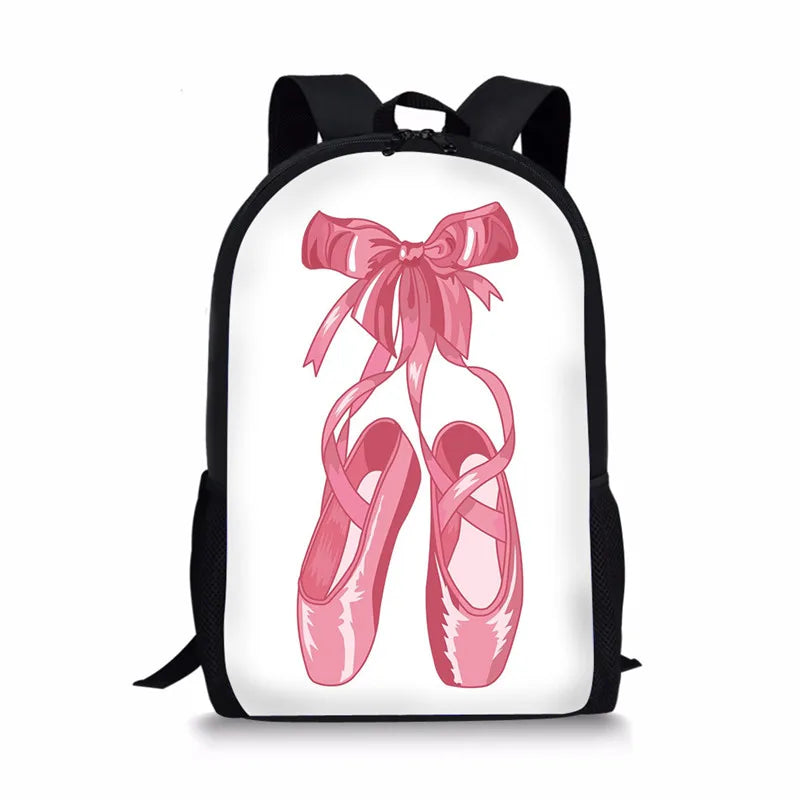 Pink Ballet Shoes Ballet Dancer Painting School Bag for Girls Kids Backpack