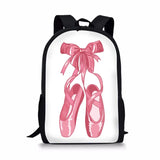 Pink Ballet Shoes Ballet Dancer Painting School Bag for Girls Kids Backpack