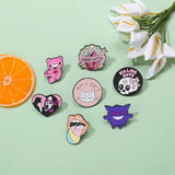 Pink Bear Enamel Pins Punk Gothic Witch Brooches