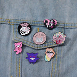 Pink Bear Enamel Pins Punk Gothic Witch Brooches