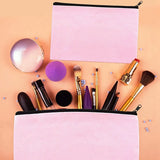 Pink Canvas Makeup Bag with Multi-Color Zipper