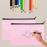 Pink Canvas Makeup Bag with Multi-Color Zipper