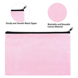 Pink Canvas Makeup Bag with Multi-Color Zipper