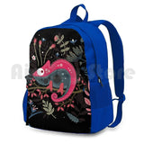 Pink Chameleon Flowers Outdoor Hiking Backpack