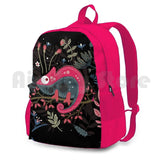 Pink Chameleon Flowers Outdoor Hiking Backpack