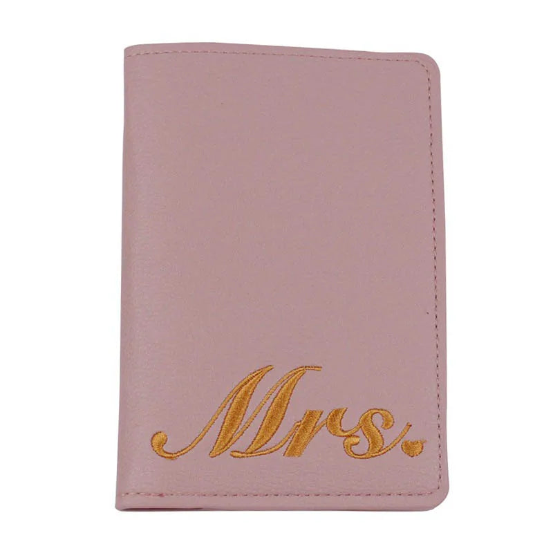 Embroidery Mr Mrs Lover Couple Wedding Passport Cover Case Set