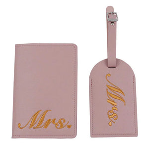 Embroidery Mr Mrs Lover Couple Wedding Passport Cover Case Set