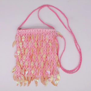 Pink Girl Sequins Beaded Shoulder Messenger Bag