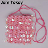 Pink Girl Sequins Beaded Shoulder Messenger Bag