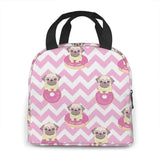 Pink Donut Pug Lunch Box Insulated Meal Bag for School Work