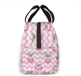 Pink Donut Pug Lunch Box Insulated Meal Bag for School Work