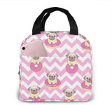 Pink Donut Pug Lunch Box Insulated Meal Bag for School Work