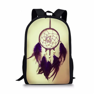 Pink Dream Catcher Pattern Girls School Bags Zipper Backpack