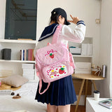Pink Strawberry Embroidery Children's Schoolbag - Girls Birthday Gift