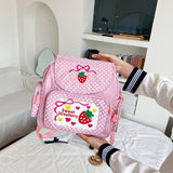Pink Strawberry Embroidery Children's Schoolbag - Girls Birthday Gift