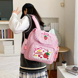 Pink Strawberry Embroidery Children's Schoolbag - Girls Birthday Gift