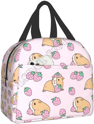 Pink Guinea Pig and Strawberry Insulated Lunch Box