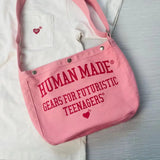 Pink Canvas Waist Packs Men Women Buckle Opening Bag