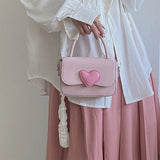 Pink Heart Small Square Shoulder Bag Love Tote Purse Chain Top Handle Messenger