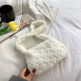 Pink Heart Lady Faux Fur Shoulder Bag Winter Warm Furry Plush Crossbody Purse